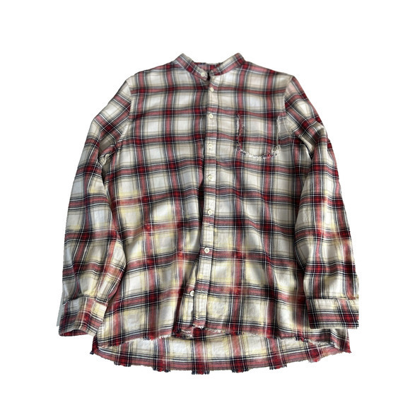 Zadig & Voltaire Sigmund Stigma Red Plaid Checked Shirt Mandarin Collar ( 40 ) - Picture 5 of 14